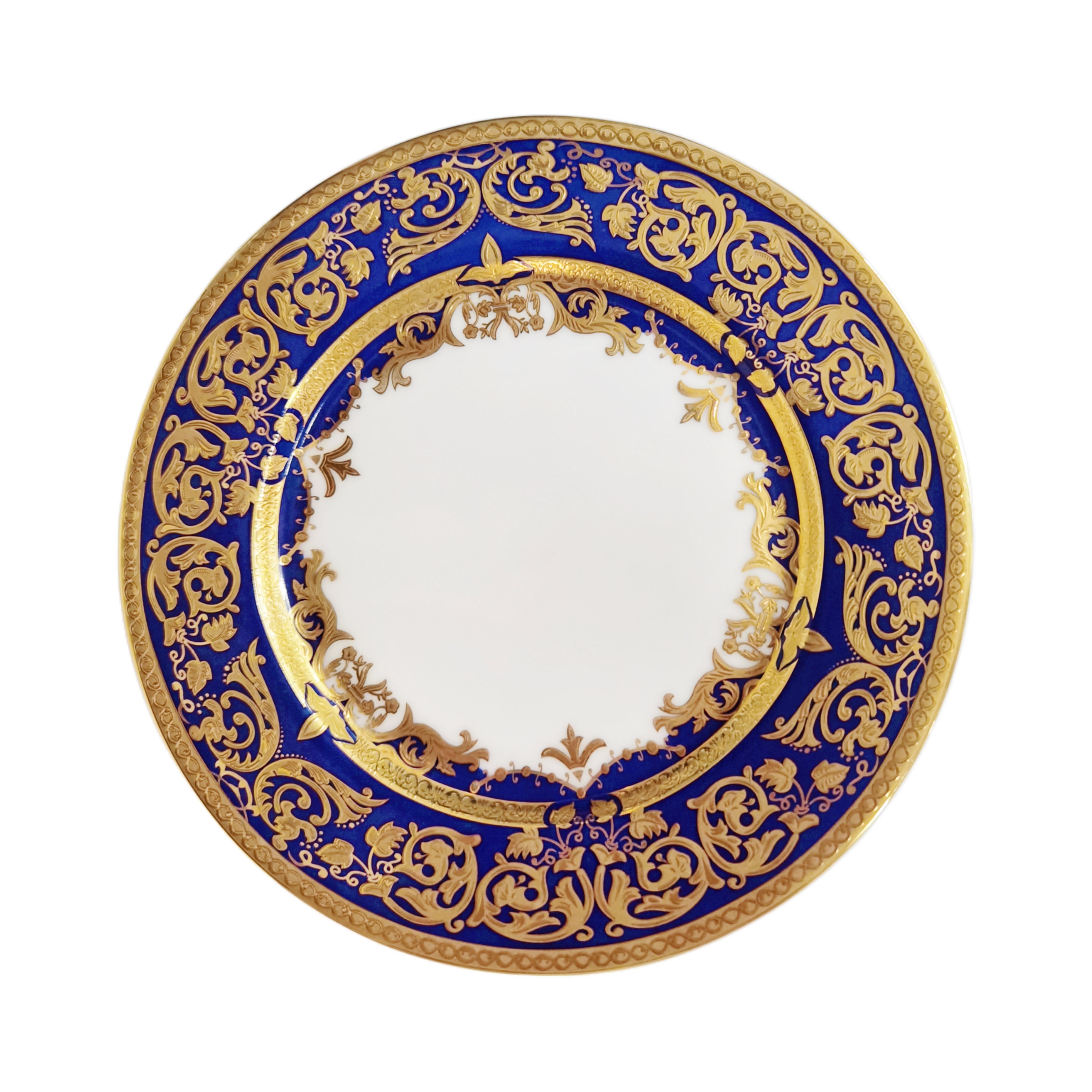 Aurora Blue Gold Rim Bone China Tableware Sets 10.5 Inch Flat Plate