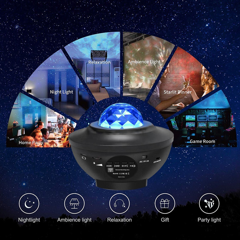 Aurora LED Starry Sky Projector, Galaxy Projector with Remote Control, Starlight Projector with Bluetooth Speaker, Starry Sky Projector for Children and Adults, Birthday Gift