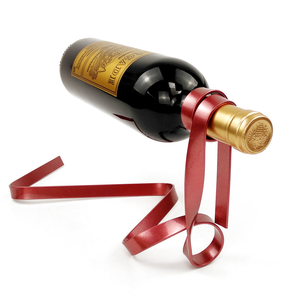 Aurora Modern Metal Ribbon-Shaped Wine Bottle Holder – Decorative Wine Rack for Home & Bar Storage