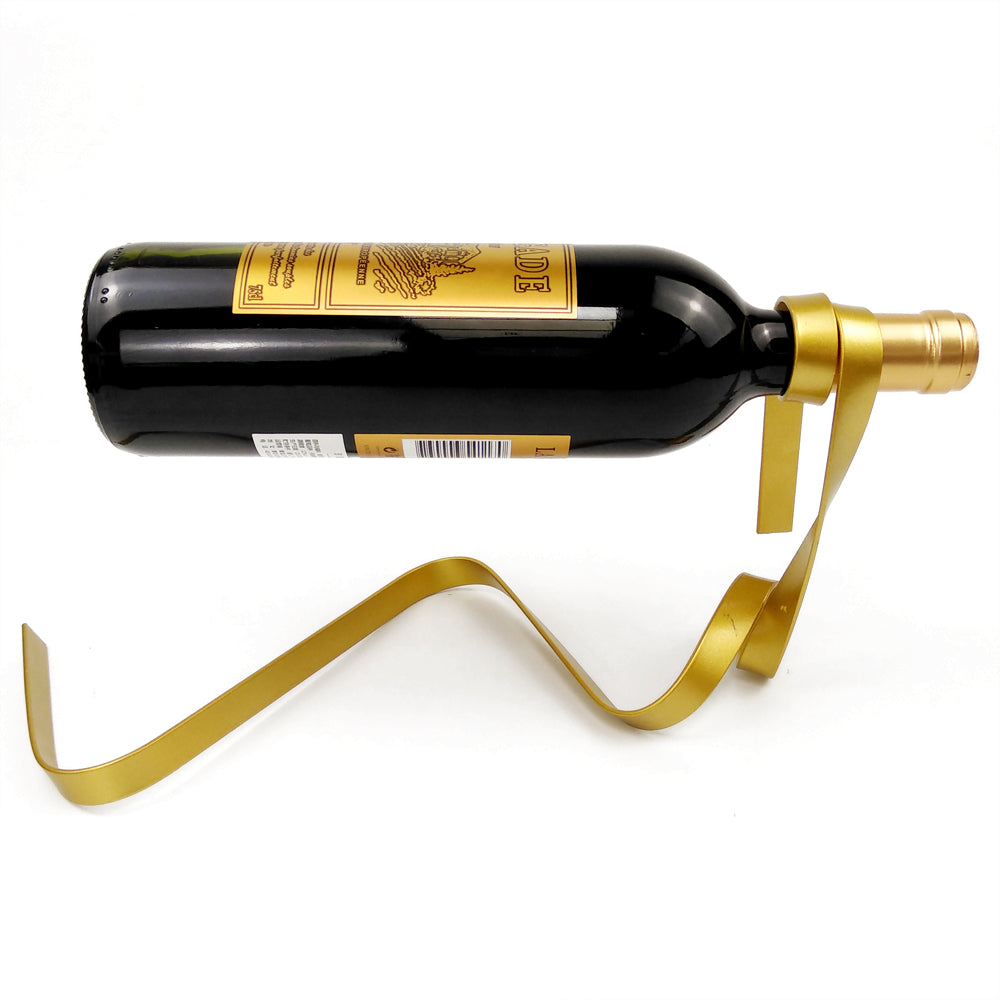 Aurora Modern Metal Ribbon-Shaped Wine Bottle Holder – Decorative Wine Rack for Home & Bar Storage