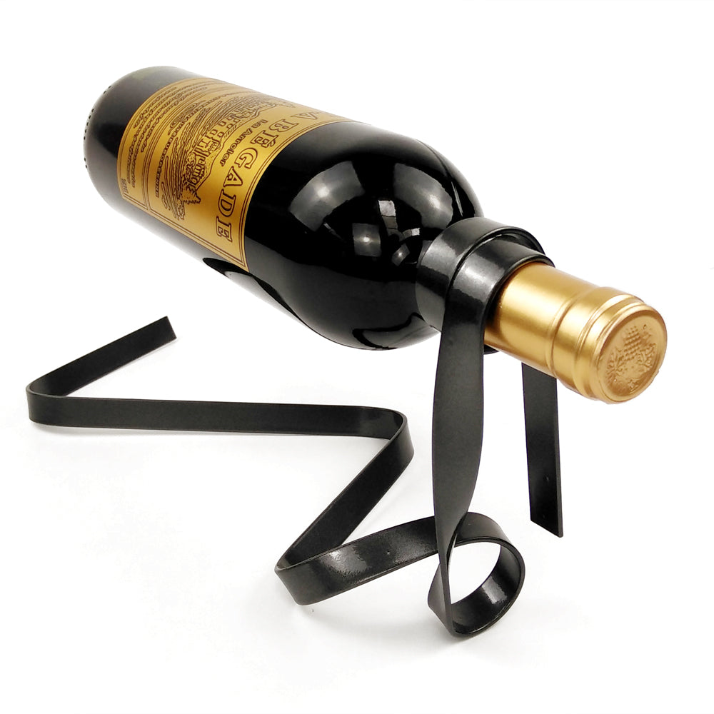 Aurora Modern Metal Ribbon-Shaped Wine Bottle Holder – Decorative Wine Rack for Home & Bar Storage