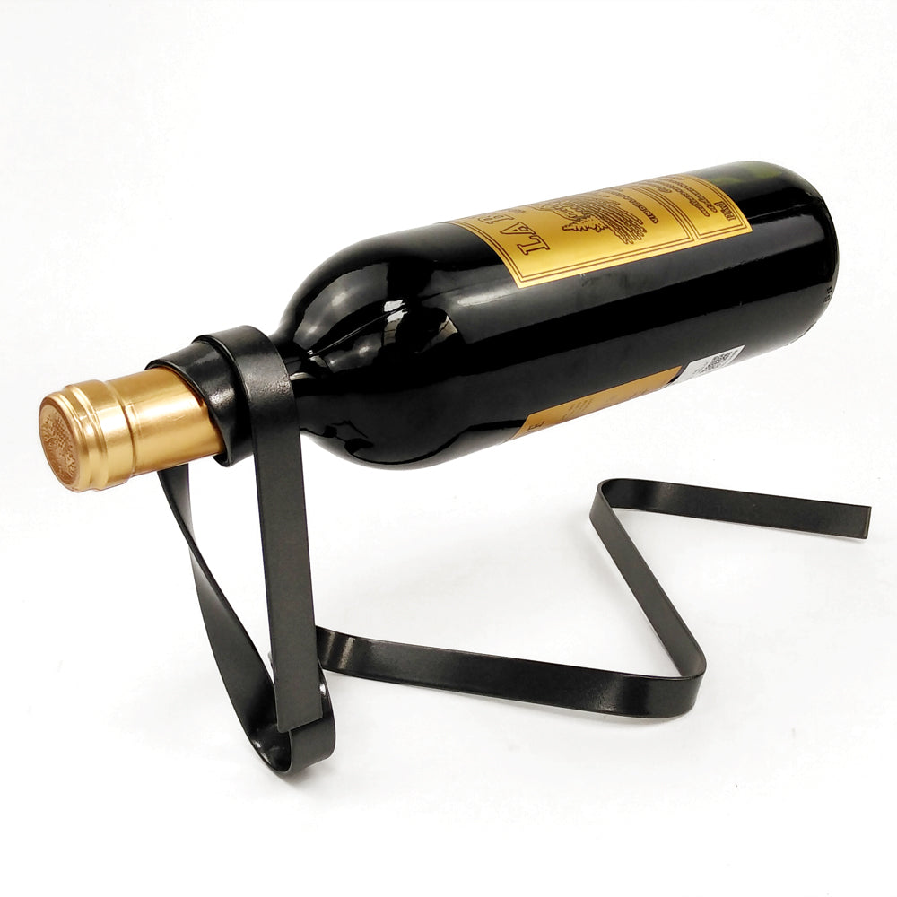 Aurora Modern Metal Ribbon-Shaped Wine Bottle Holder – Decorative Wine Rack for Home & Bar Storage