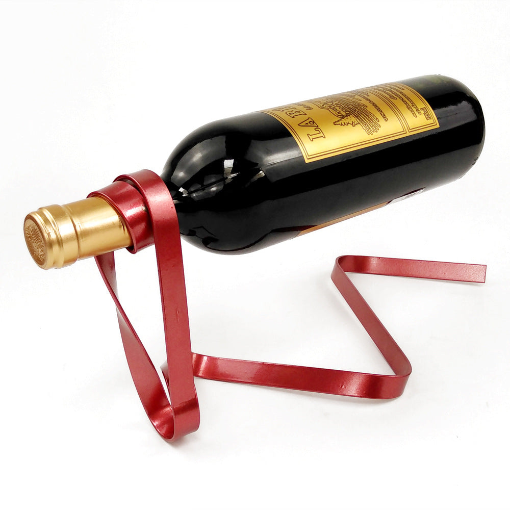 Aurora Modern Metal Ribbon-Shaped Wine Bottle Holder – Decorative Wine Rack for Home & Bar Storage