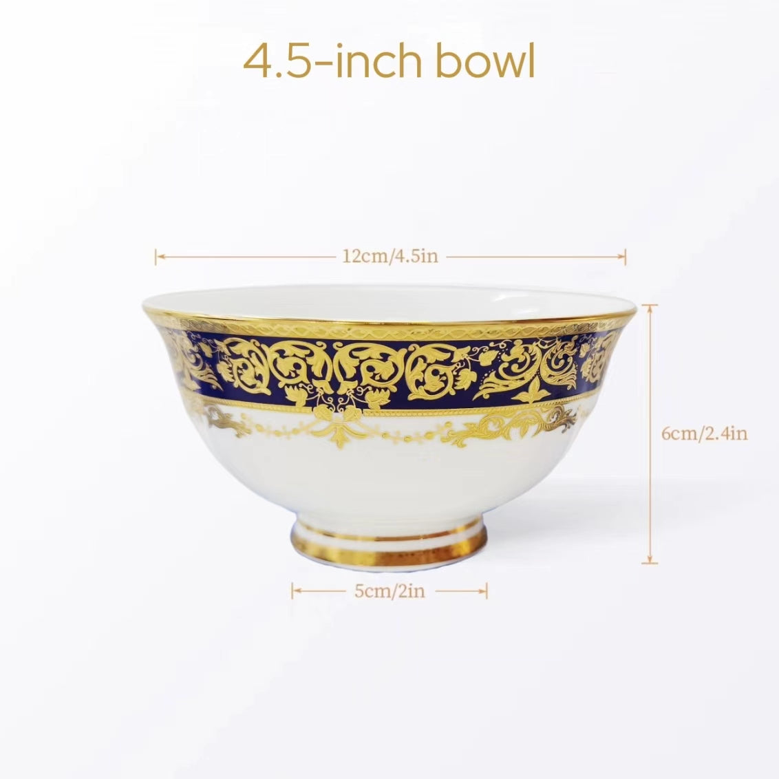 Aurora Blue Gold Rim Bone China Tableware  Sets 4.5 Inch Bowl