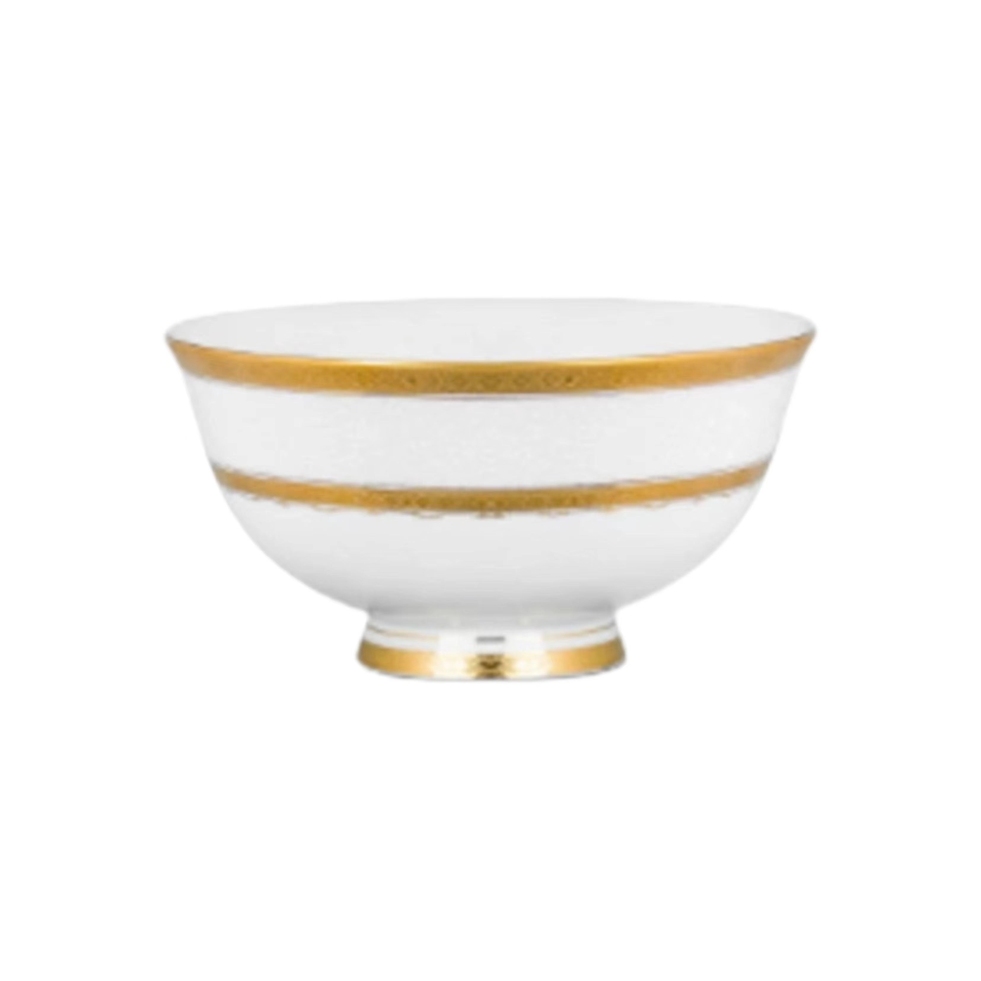 Aurora White Embossed Gold Rim Dinnerware Set 4.5 Inch Bowl