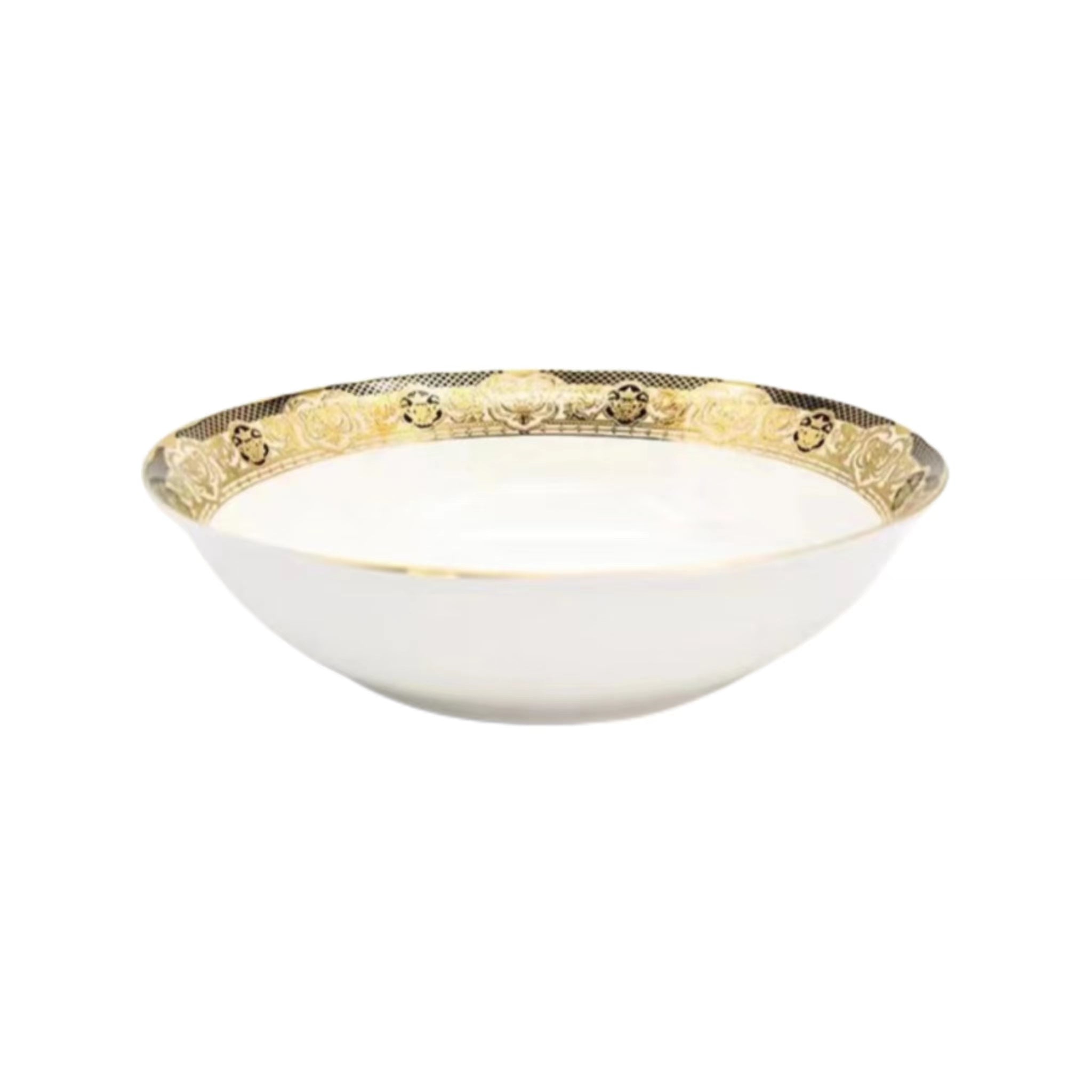 Aurora Deluxe Embossed Gold Bone china Tableware Set 9 Inch Bowl