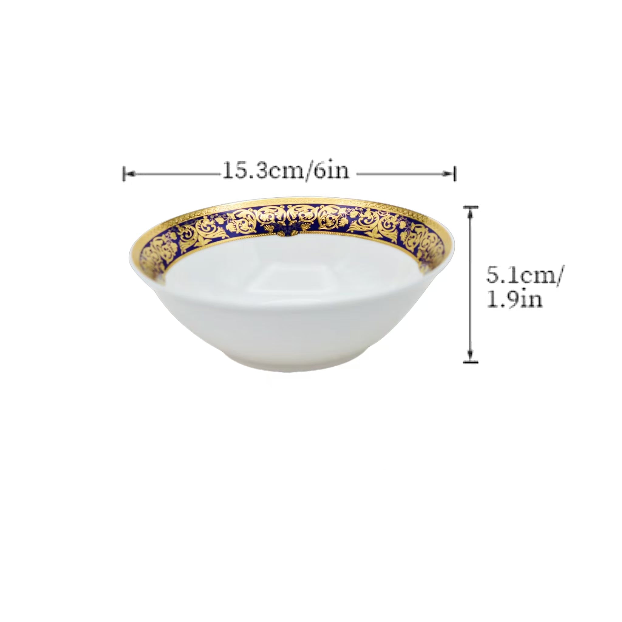 Aurora Blue Gold Rim Bone china Tableware Sets 6 Inch Bowl