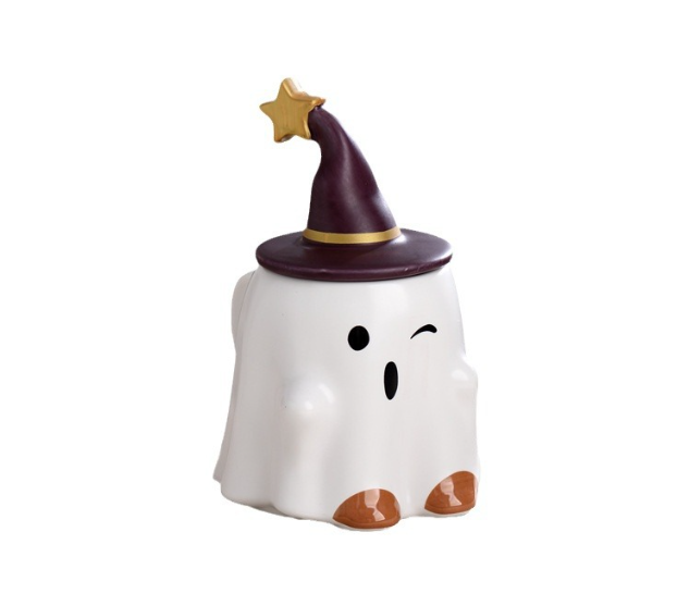 Halloween Ghost Cute Ceramic Mug Easter Elf Mug—Winking Ghost