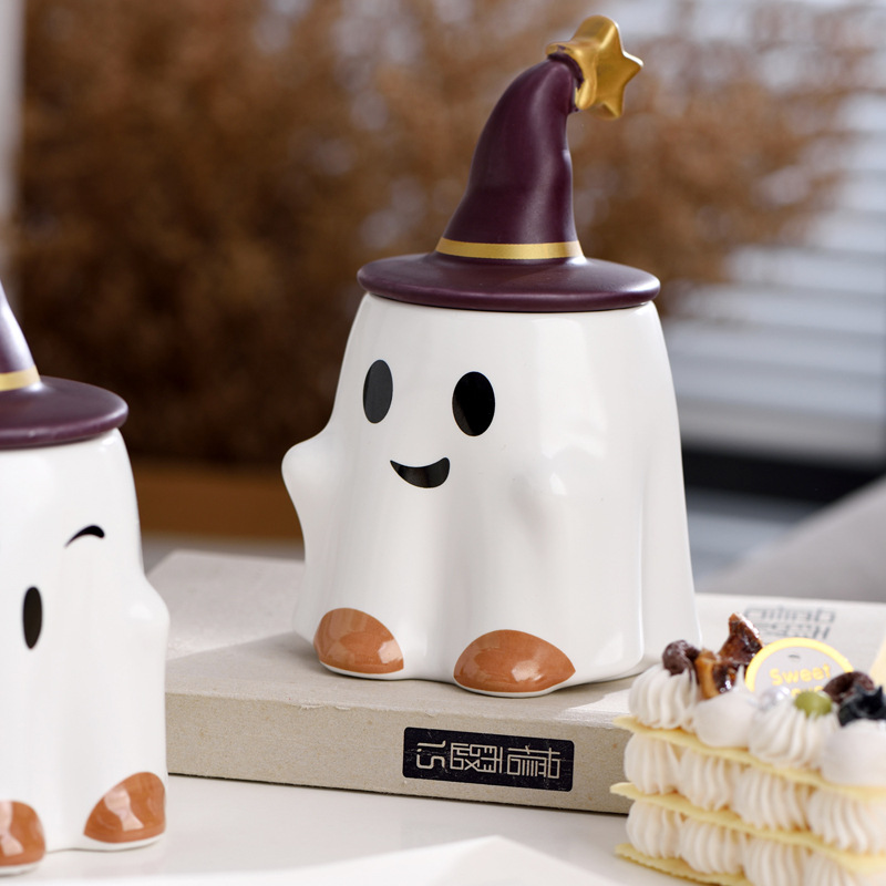 Halloween Ghost Cute Ceramic Mug Easter Elf Mug—Smiling Ghost