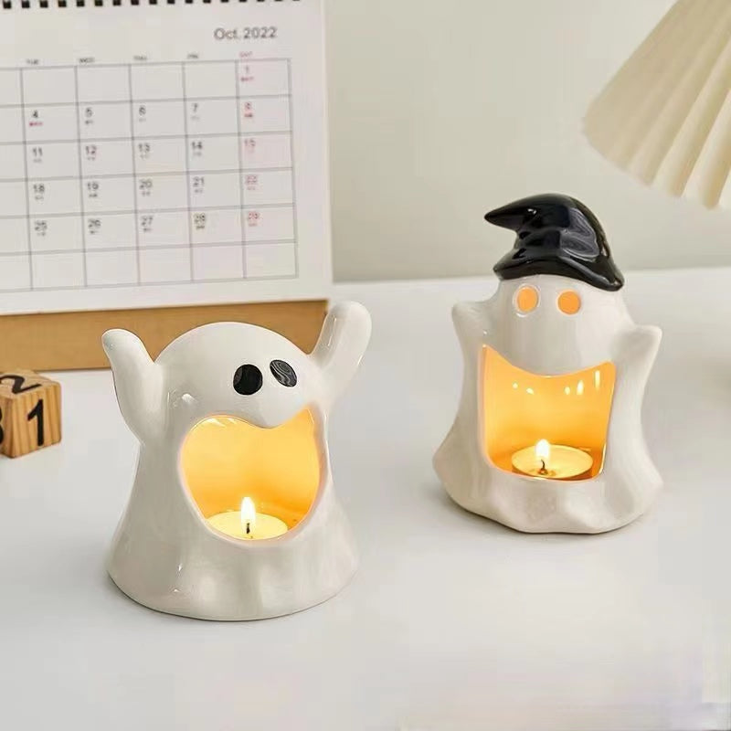 Halloween Ghost Candle Holder for Festive Atmosphere Decor