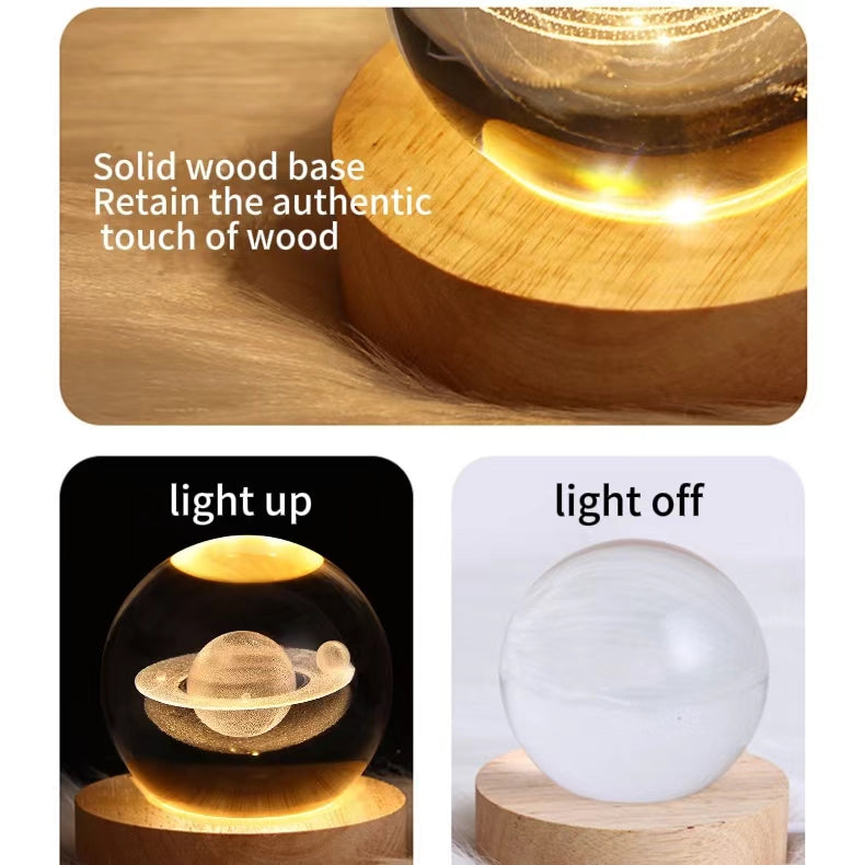 Aurora 3D Saturn Crystal Ball Night Light