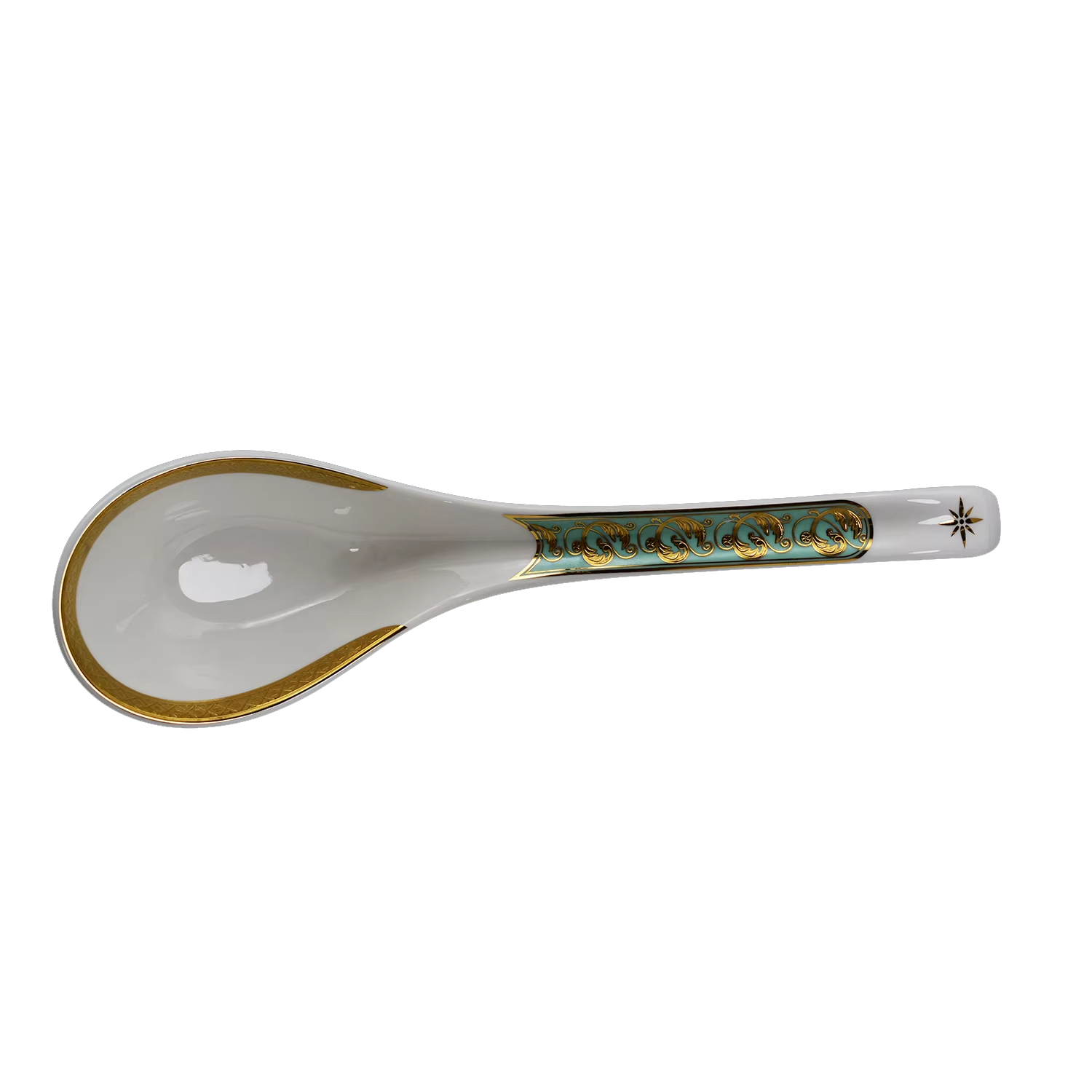 Aurora Green Gold Rim Bone china Dinnerware Sets Big Ladle