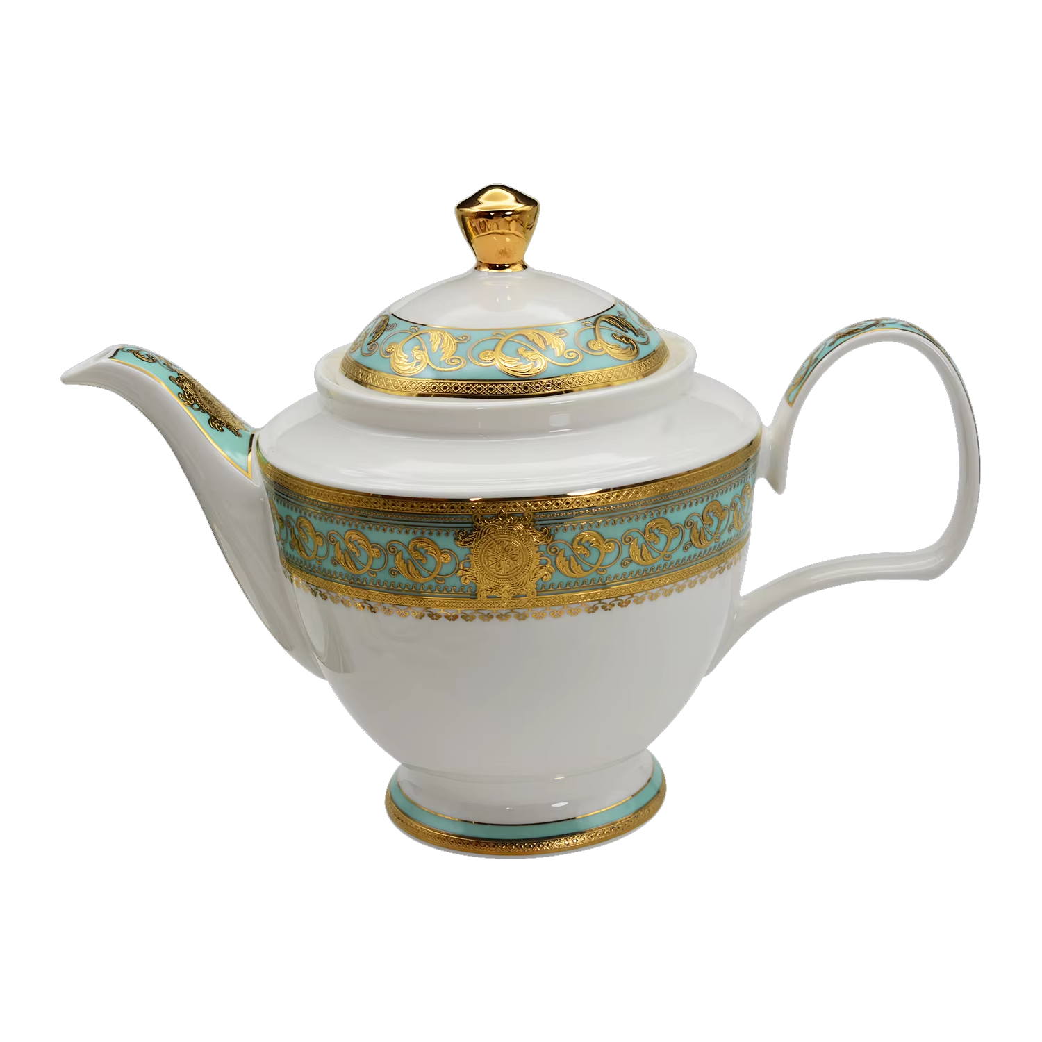 Aurora Green Gold Rim Bone china Dinnerware Sets Tea Pot