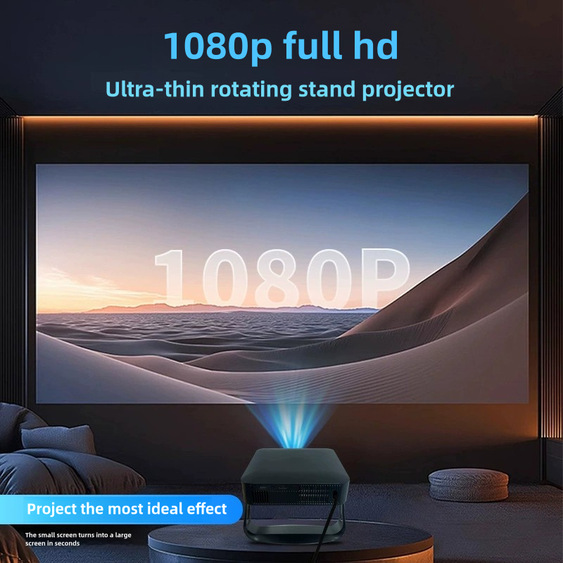 Aurora 1080P Mini Projector 360° Adjustable Stand Auto Focus  Keystone WiFi  Bluetooth 4K Support Portable Home Outdoor Movie Projector (Black)