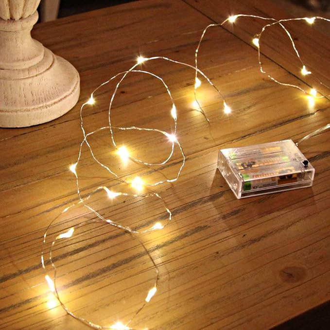 Aurora  Mini Halloween Fairy Lights Battery Operate, 1 Pack Copper Wire Night Lights 3*AAA Battery Powered Led Starry Fairy String Lights for Bedroom, Christmas, Party, Decoration