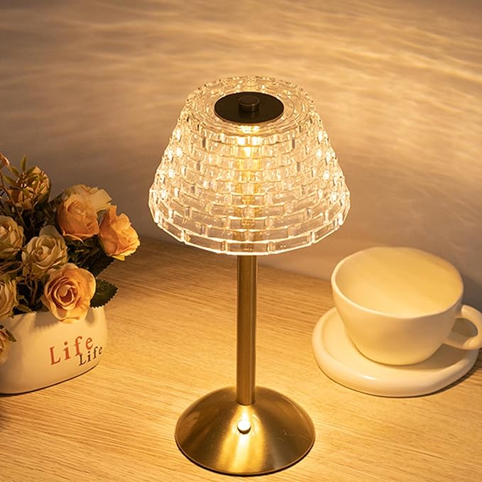 Aurora Crystal Lamp for Bedroom,500 Lm Small Lamps for Small Spaces,3 Colors Dimmable Touch Lamps for Bedrooms,Touch Lamp Small Lamp,Small Table Lamp for Living Room,Bedside Table Lamp for Bedroom,Gold Lamp