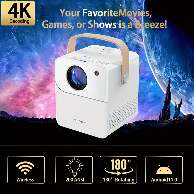 Aurora Projector With WiFi & Wireless Capabilities, FullHD 1080Pp Portable VideoPrgiectorHomsTheater, Wireless Projection Screen, CompatibleWith HDTV AV, TVStick, Laptop.Smartphone.Ldeal For Family Dinners And Birthday Gifts