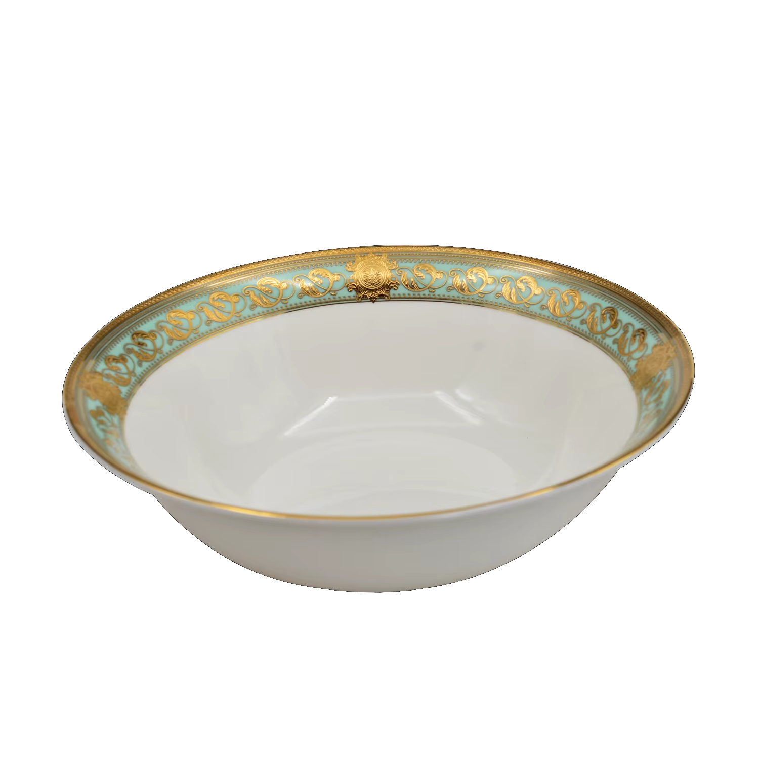 Aurora Green Gold Rim Bone china Dinnerware Sets 6 Inch Deep Bowl