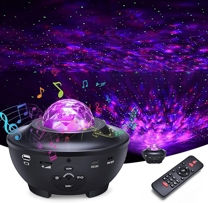 Aurora LED Starry Sky Projector, Galaxy Projector with Remote Control, Starlight Projector with Bluetooth Speaker, Starry Sky Projector for Children and Adults, Birthday Gift