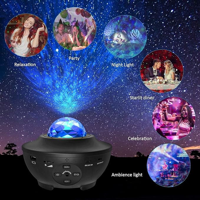 Aurora LED Starry Sky Projector, Galaxy Projector with Remote Control, Starlight Projector with Bluetooth Speaker, Starry Sky Projector for Children and Adults, Birthday Gift