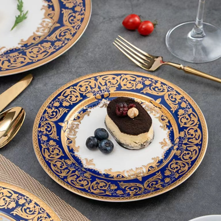 Aurora Blue Gold Rim Bone China Tableware Sets