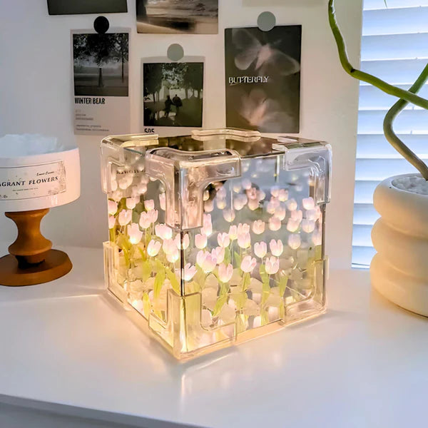 Aurora Cube Tulip Night Lamp | Led Decorative Nights Lamp for Bedroom