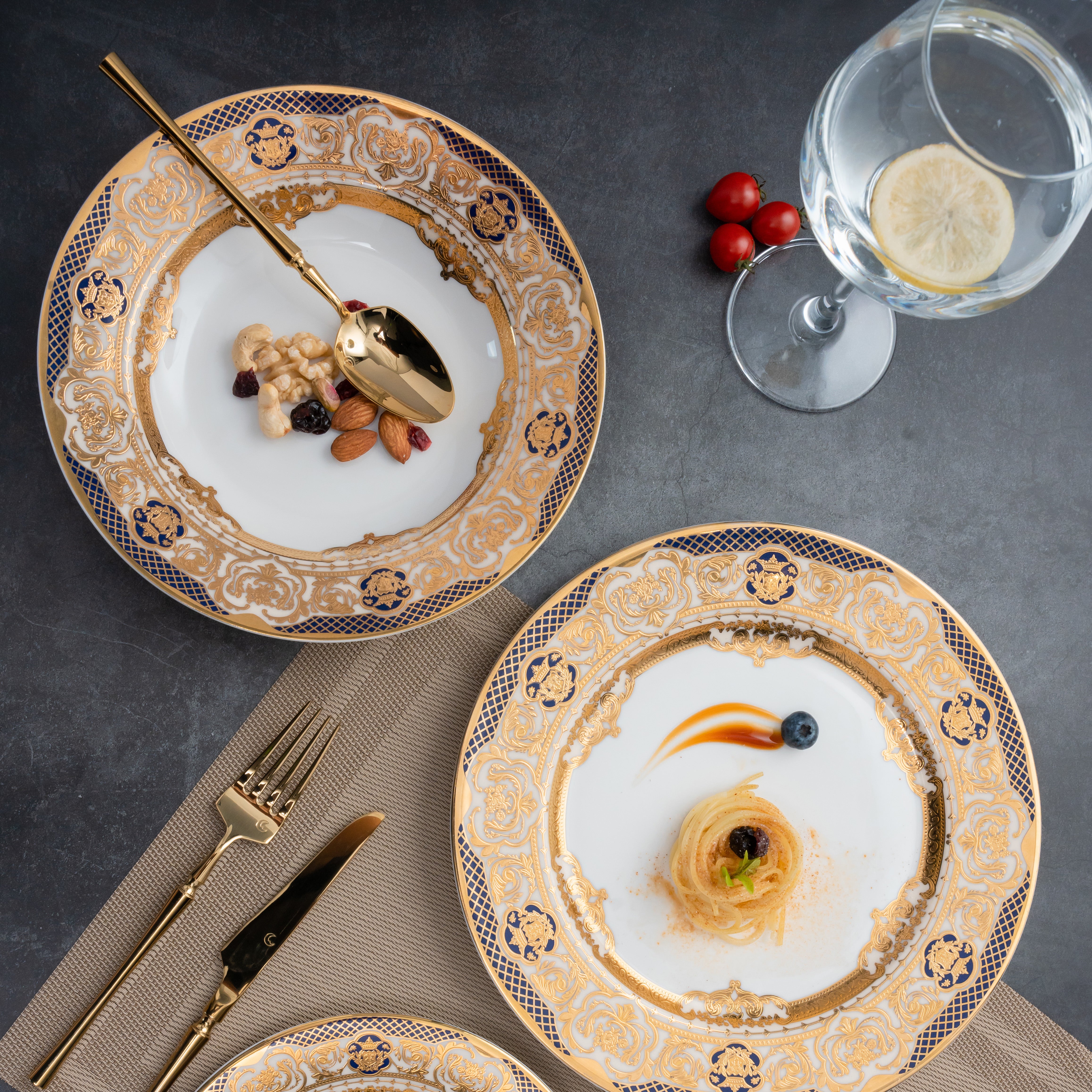 Aurora – assiette de luxe légère en Relief, assiette en or véritable, Style européen, vaisselle combinée de luxe, haut de gamme