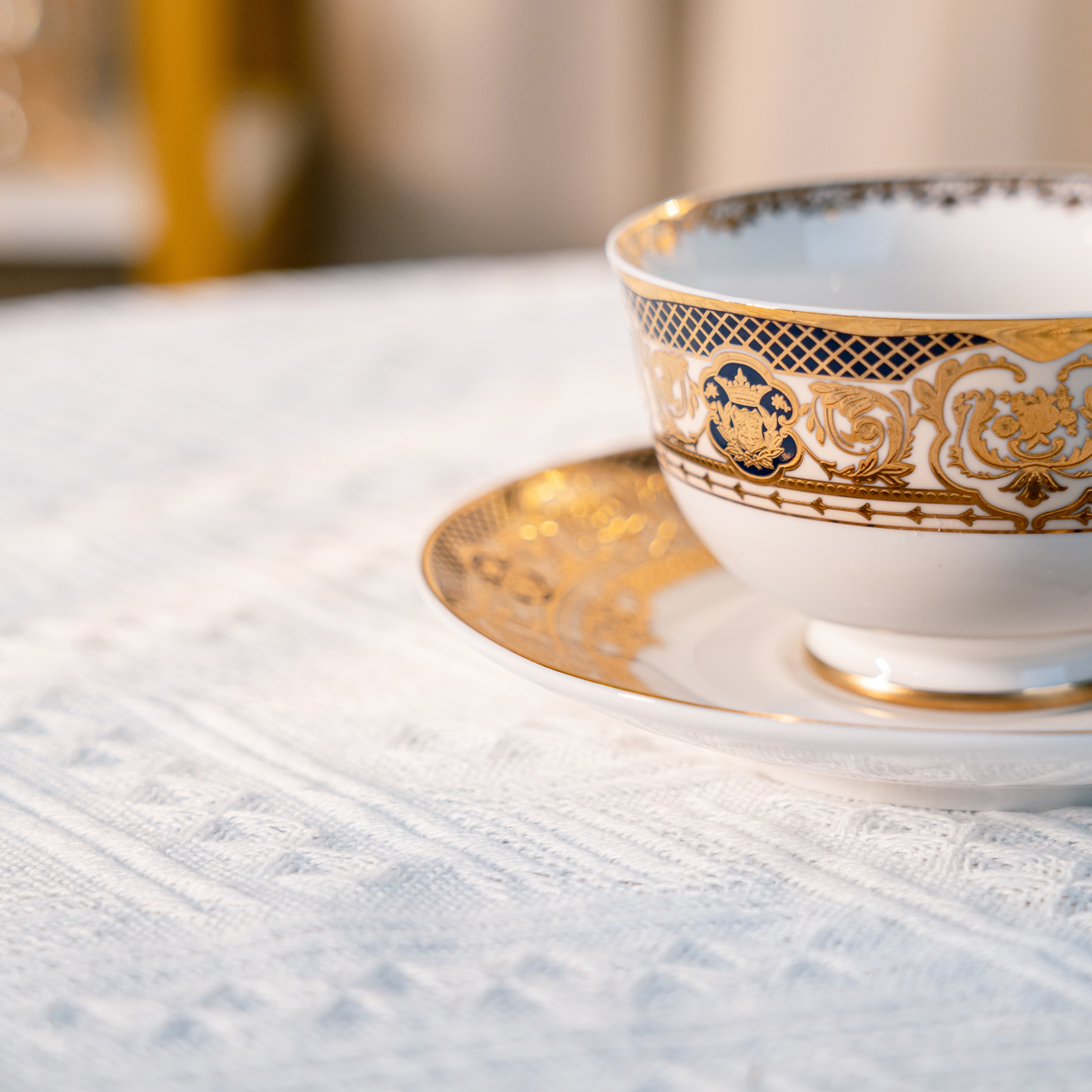 Aurora Deluxe Embossed Gold Bone china Coffee Cup Set