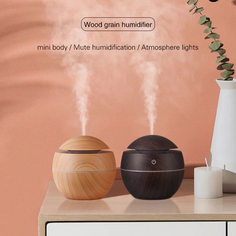 Aurora Humidifier Electric Air Aroma Diffuser Wood Ultrasonic Air Humidifier Essential Oil Aromatherapy Cool Mist Maker for Bedroom