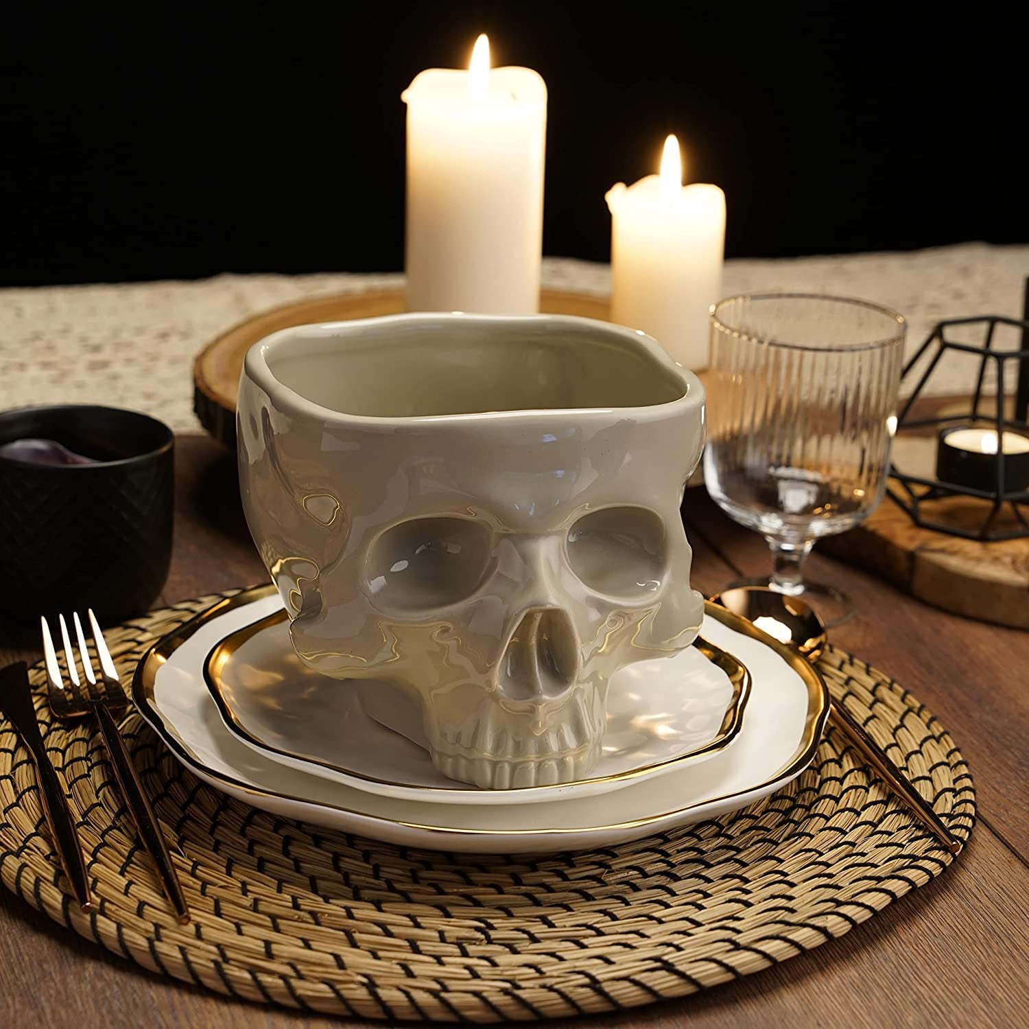 Halloween Skull ,Food, Noodle ,Salad ,Candy Ceramic Bowl