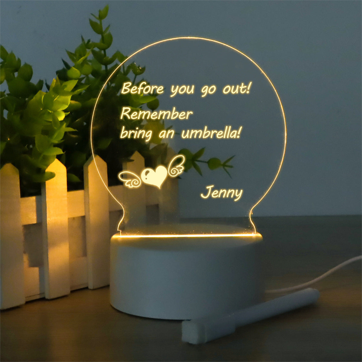 Aurora Personalized Acrylic Night Light Board, DIY Night Light Board With Base & Erasable Pen, Gifts For Mother/Valentine's Day