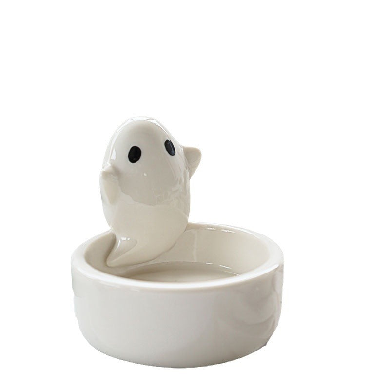 Halloween White Ghost Candlestick Ceramic Ornament Gift