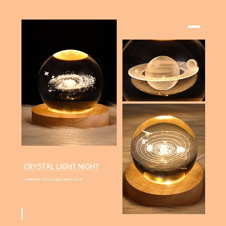 Aurora 3D Saturn Crystal Ball Night Light