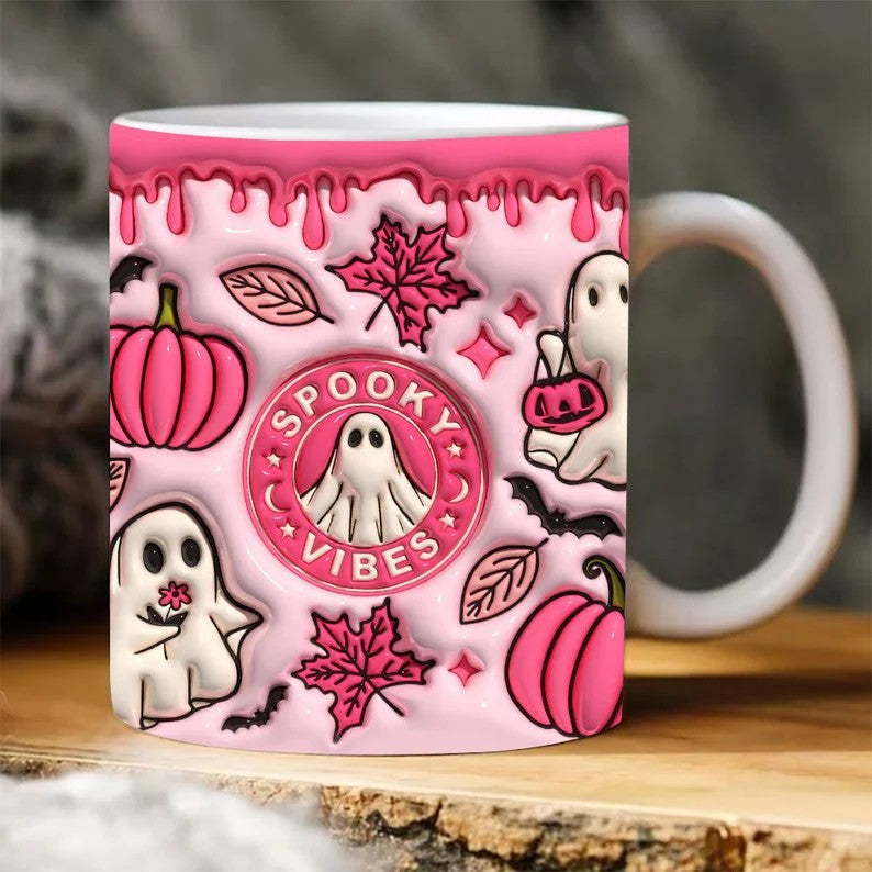 Halloween Gift Ghost 3D Inflated Effect Printed Mugs