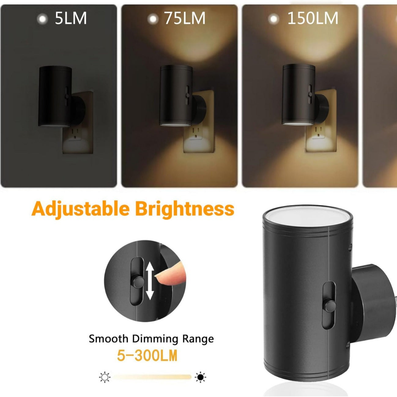 Aurora Night Light Plug in, Modern Night Lights Plug into Wall, Dusk to Dawn Sensor, Soft White 3000K, 0-100LM Adjustable Brightness, Dimmable Night Lights for Hallway Bedroom Stairway, 2 Pack