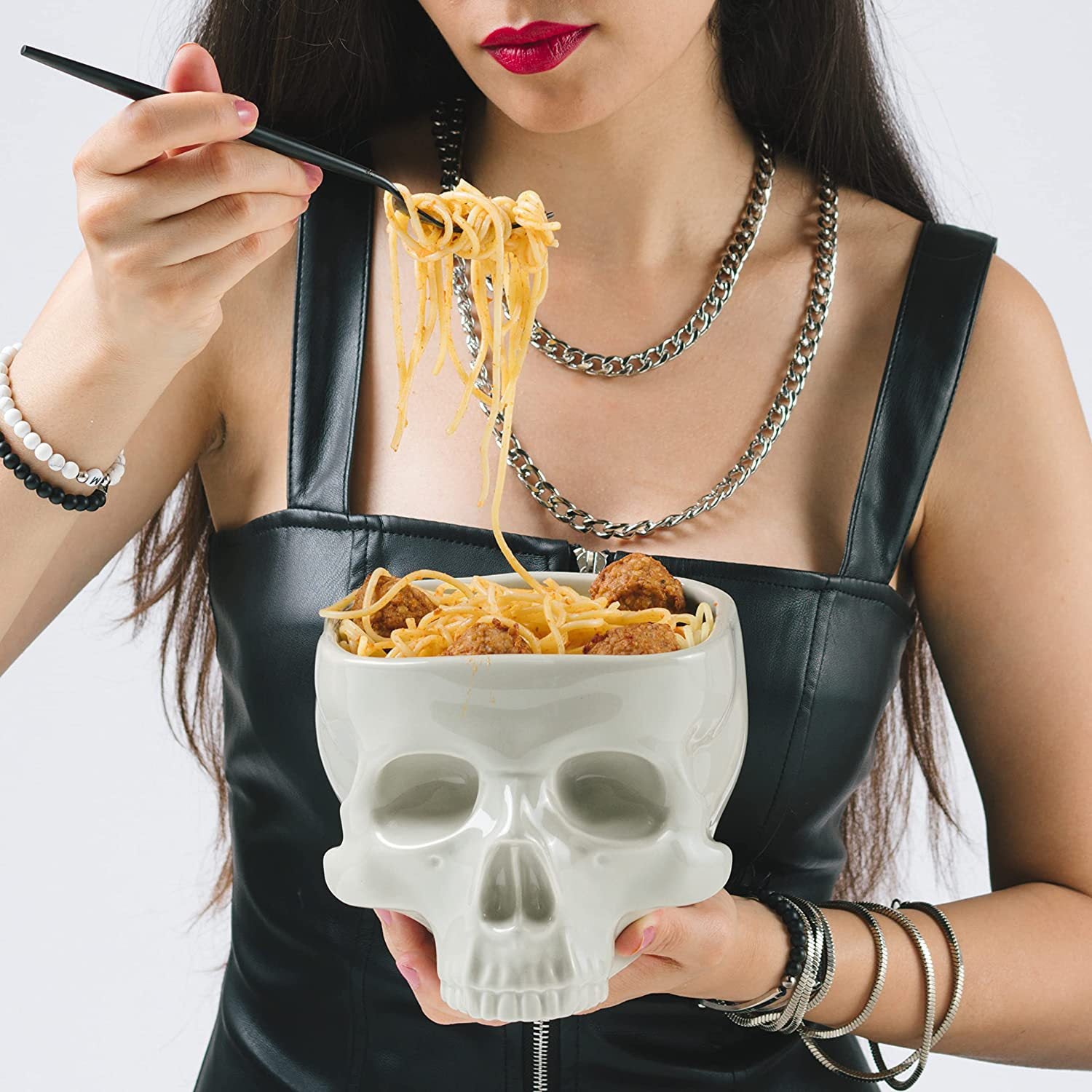 Halloween Skull ,Food, Noodle ,Salad ,Candy Ceramic Bowl