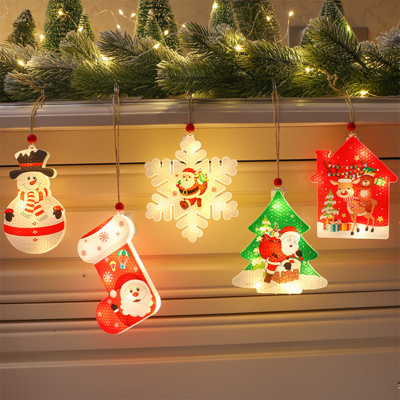 Aurora Set of 6 Christmas Decorative Hanging Ornaments Night Lights  Storefront Window Holiday Tree Decorations