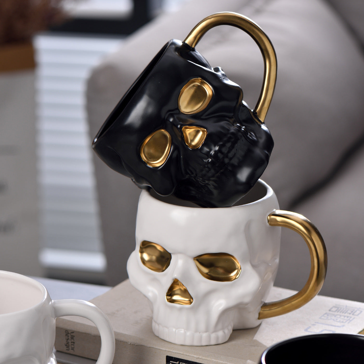 Halloween Skull Design Ceramic Cup, Creative Mug, Office Coffee Cup, 400ml