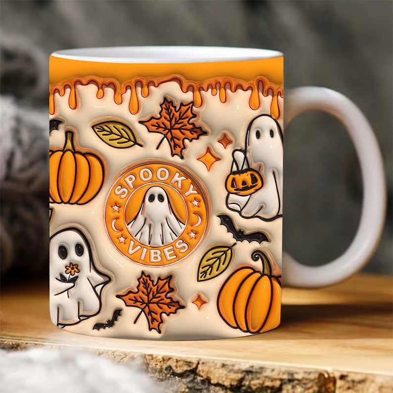 Halloween Gift Ghost 3D Inflated Effect Printed Mugs