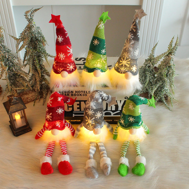 Auraoa 6 Pack Gnomes Christmas Decorations 8.7" Lighted Swedish Tomte Xmas Gnome Jingle Bell Plush Scandinavian Santa Christmas Ornaments