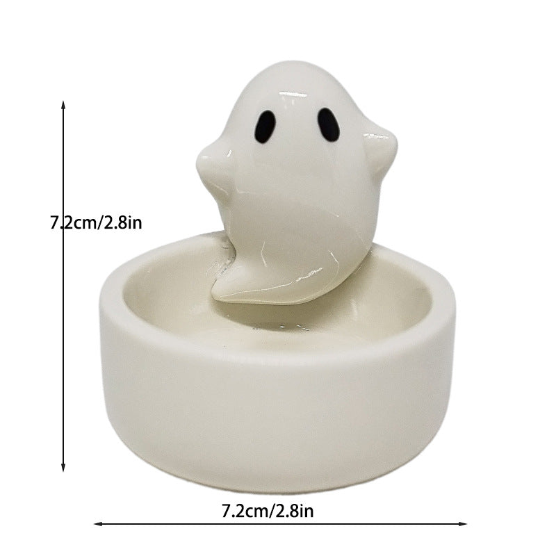 Halloween White Ghost Candlestick Ceramic Ornament Gift