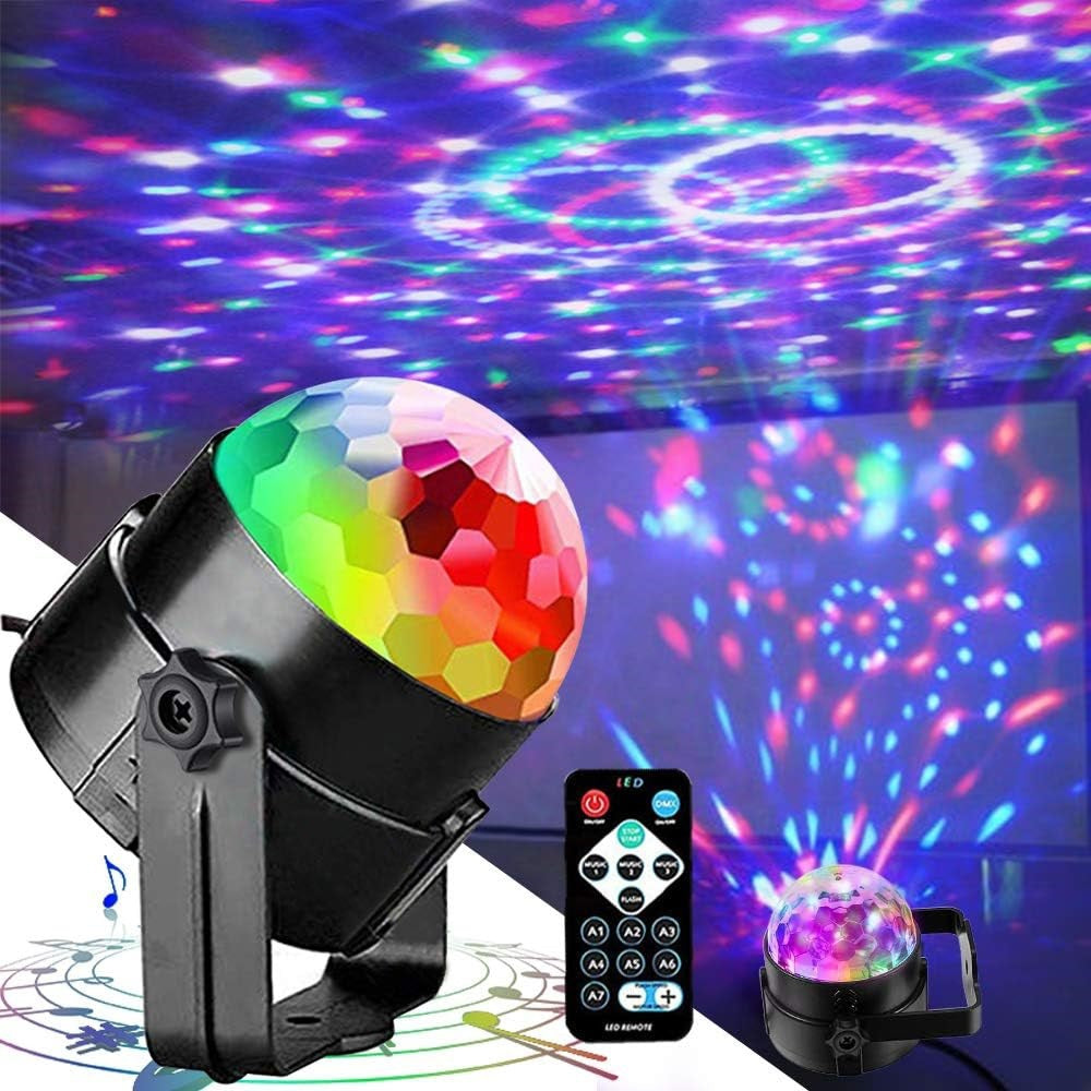 Aurora Sound Activated Party Lights with Remote DJ Lighting, Disco Ball Strobe Stage Light for Home Room Dance Parties Birthday Karaoke Stocking Stuffers New Years Eve Halloween Christmas Decorations