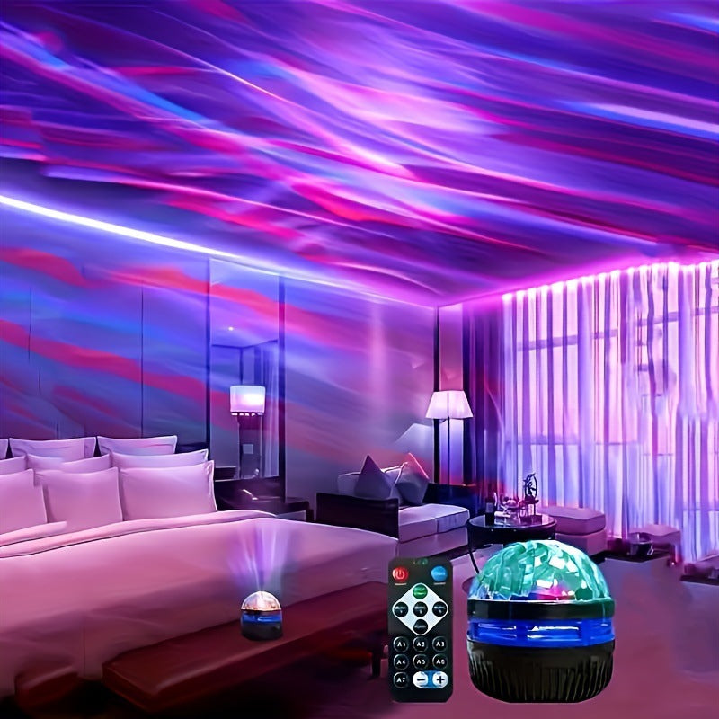 Aurora LED Starry Galaxy Projector Light RGB Smart Remote Control Star Aurora Lamp USB Powered Auto Rotating for Home Bedroom Decor