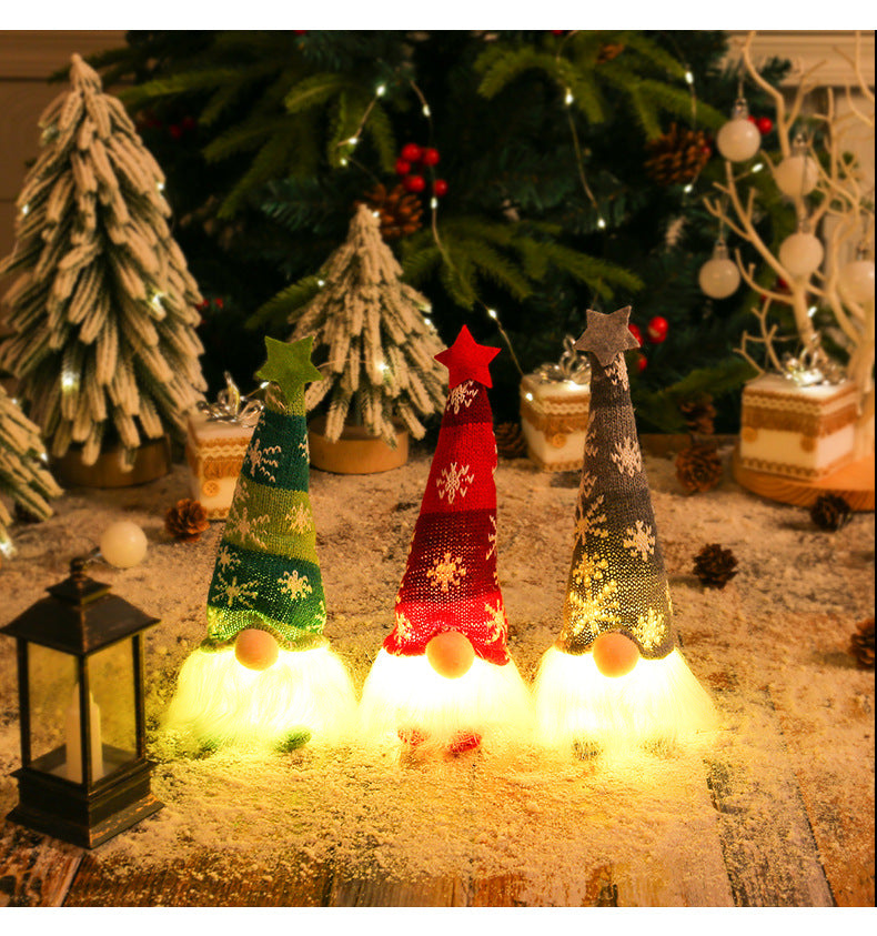 Auraoa 6 Pack Gnomes Christmas Decorations 8.7" Lighted Swedish Tomte Xmas Gnome Jingle Bell Plush Scandinavian Santa Christmas Ornaments