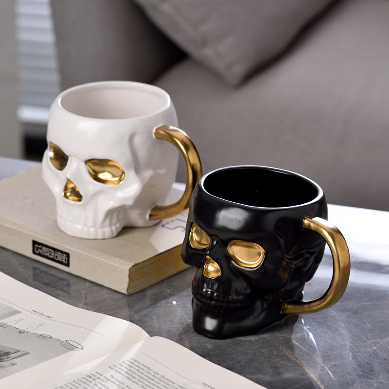 Halloween Skull Design Ceramic Cup, Creative Mug, Office Coffee Cup, 400ml