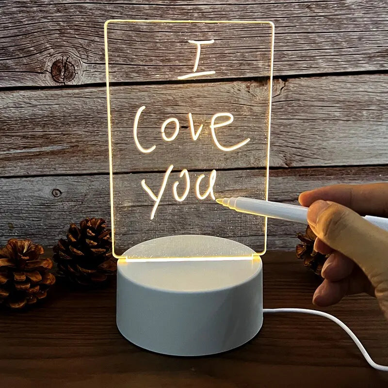 Aurora Personalized Acrylic Night Light Board, DIY Night Light Board With Base & Erasable Pen, Gifts For Mother/Valentine's Day