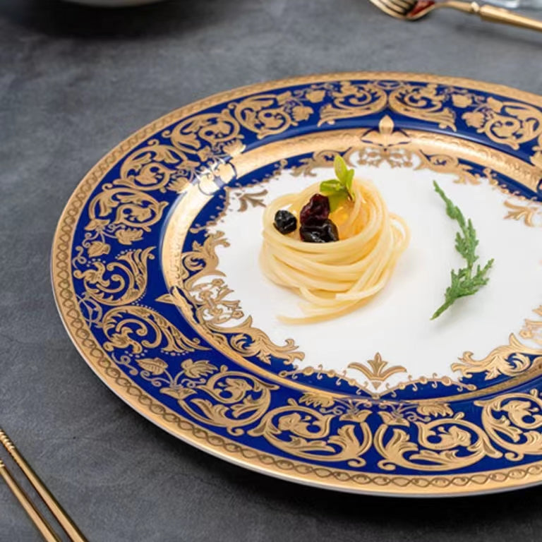 Aurora Blue Gold Rim Bone China Tableware Sets