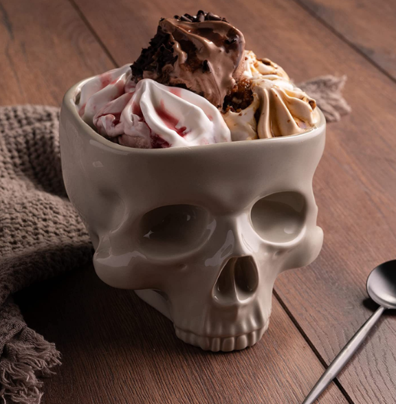 Halloween Skull ,Food, Noodle ,Salad ,Candy Ceramic Bowl