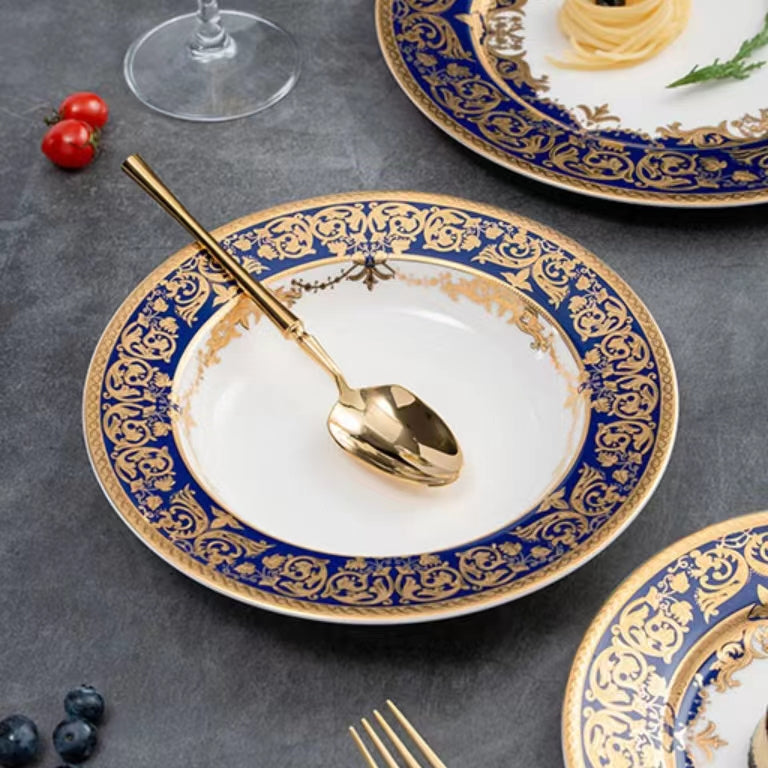 Aurora Blue Gold Rim Bone China Tableware Sets