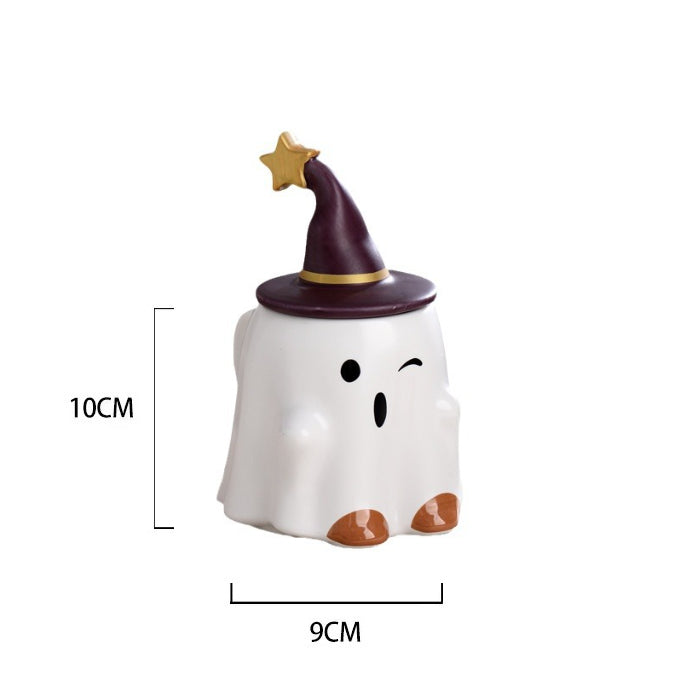 Halloween Ghost Cute Ceramic Mug Easter Elf Mug—Winking Ghost